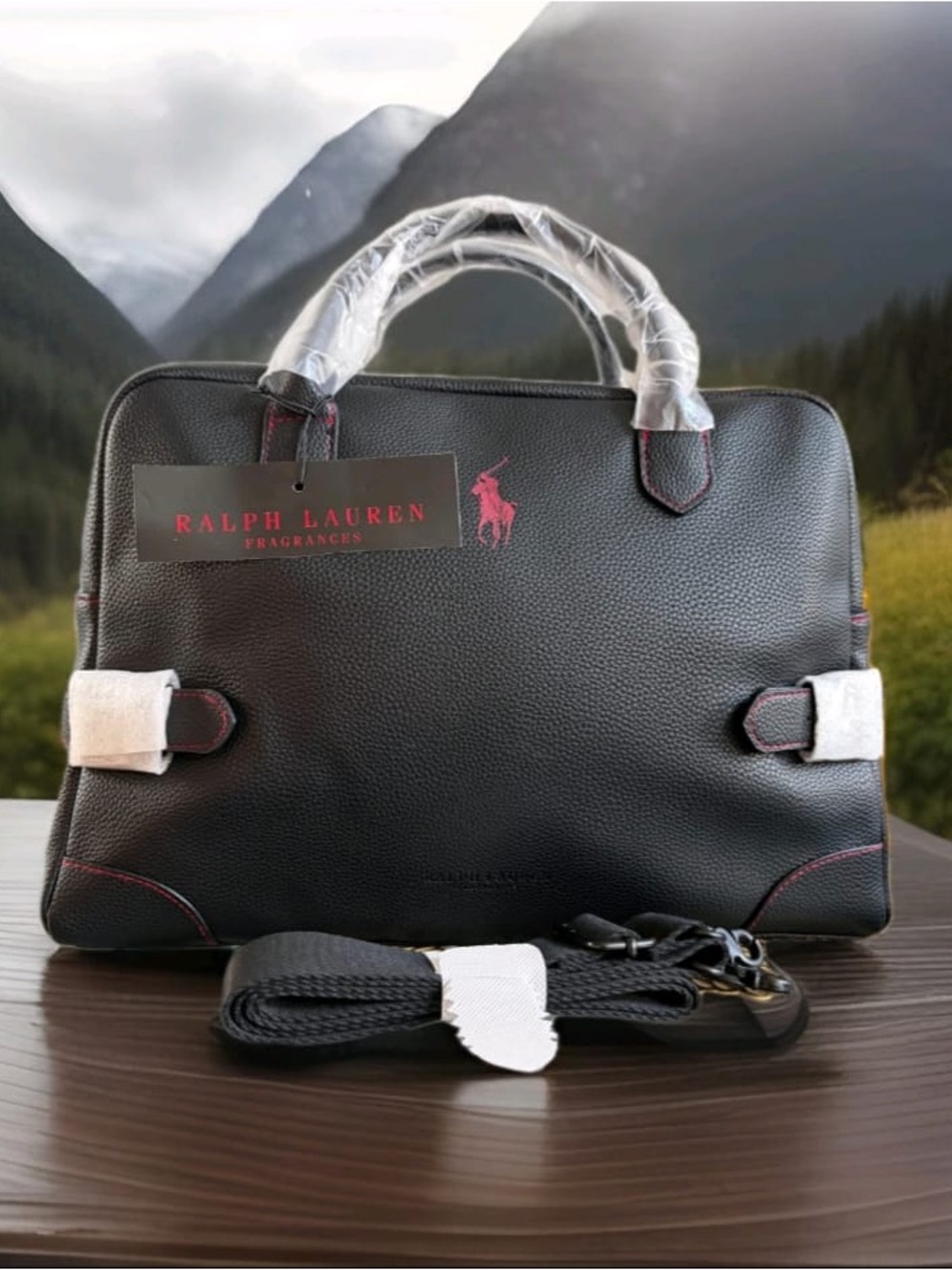 Polo Ralph Lauren Black Weekender Travel Gym Bag with Red Stitching NWOT - Picture 3 of 9